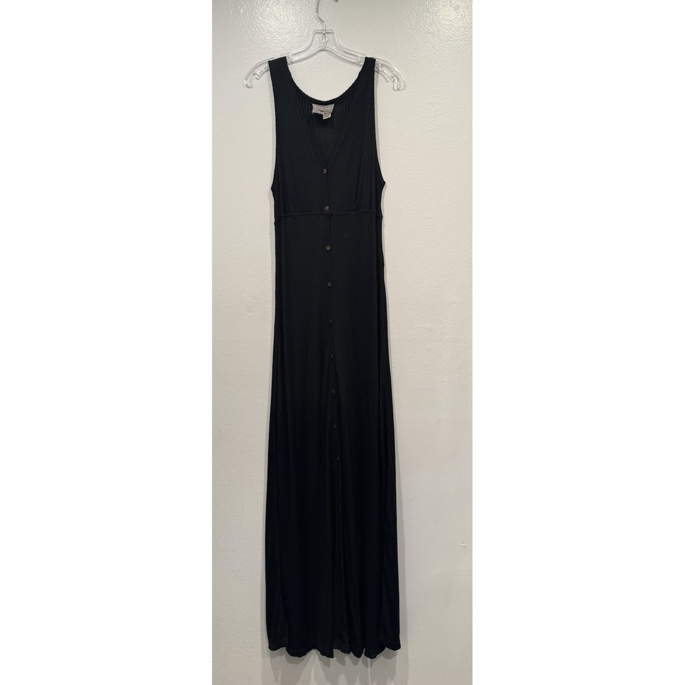 TRANSIT PAR SUCH Black Button Front Maxi Dress Womens Size 3 Sleeveless Sheer